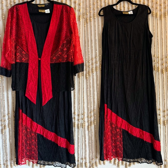 Midnight Velvet Dresses & Skirts - Silky Patchwork Two Piece Beaded Lace Vampy Witchy Whimsygoth Going Out Dress XL
